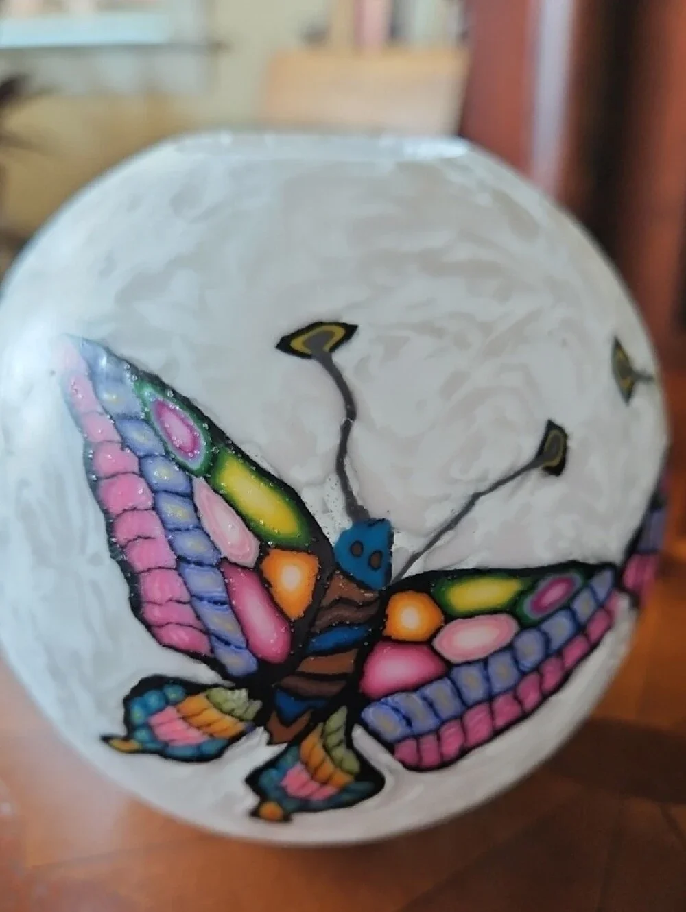 Set of 2 Handcrafted Sphere Art Candles - Butterfly & Floral Millefiori